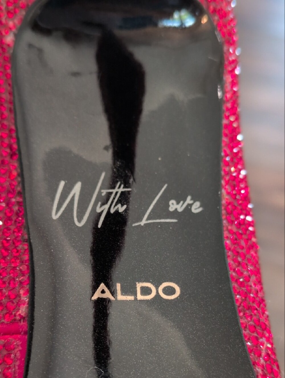 Aldo Stilletto Step Up Red Glitter With Love Shoe Crossbody - Picture 7 of 9